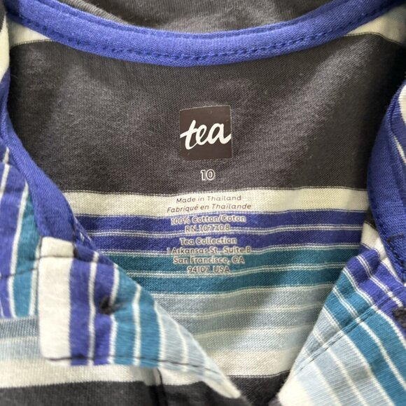 Tea Collection Striped Polo Shirt Size 10 - Picture 2 of 2